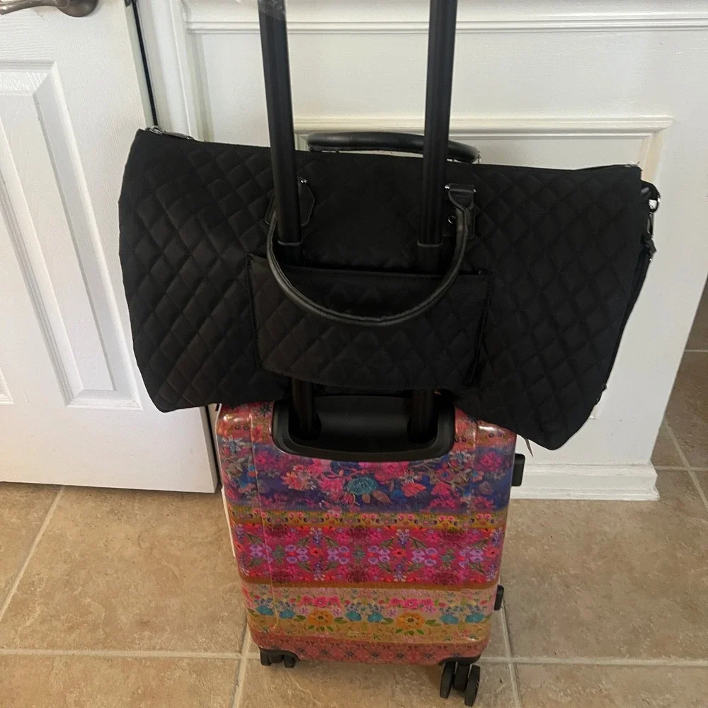 Modoker Convertible Garment Garment to Duffle Bag Quilted Black Travel Luggage
